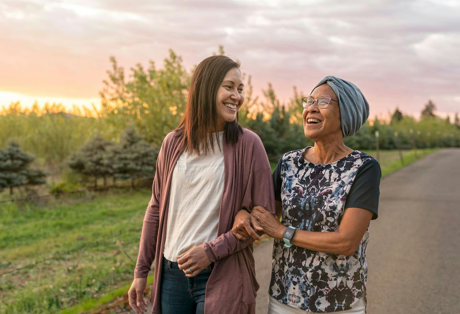 Mother and Daughter Walking Together