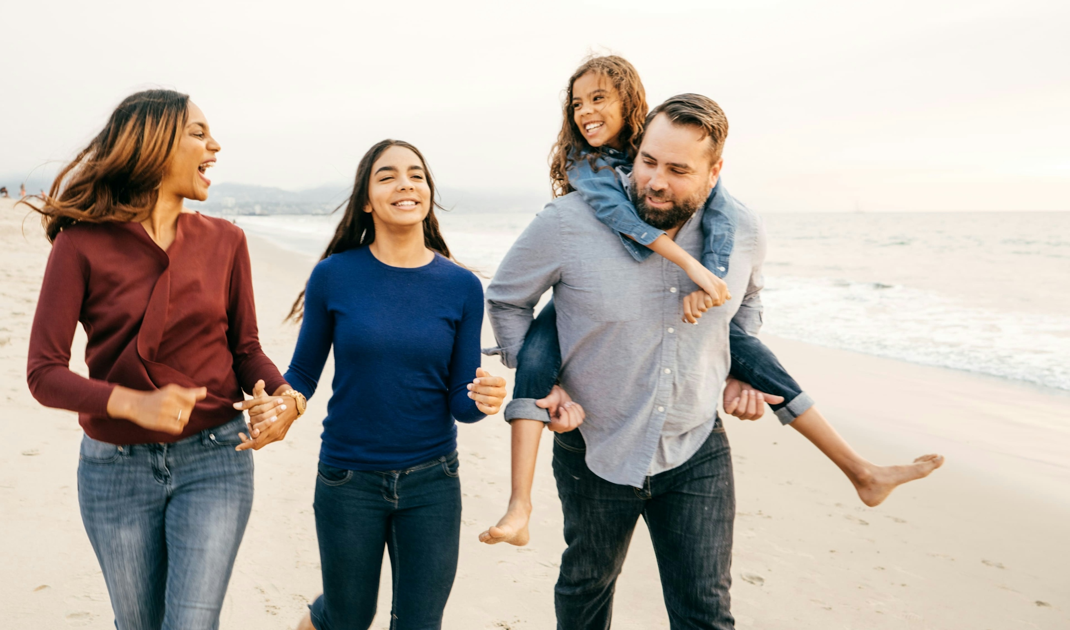 Family Walking on the Beach