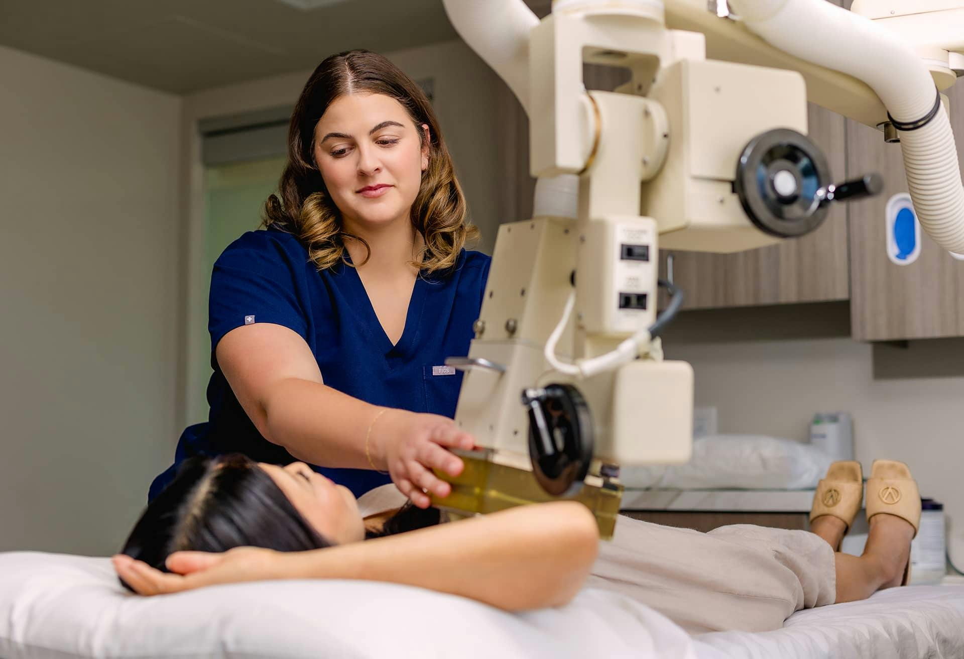 A patient getting a scan done