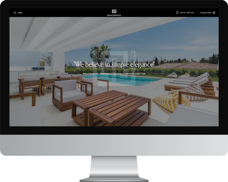 A desktop screenshot of the Beachwood Interiors webaopp.