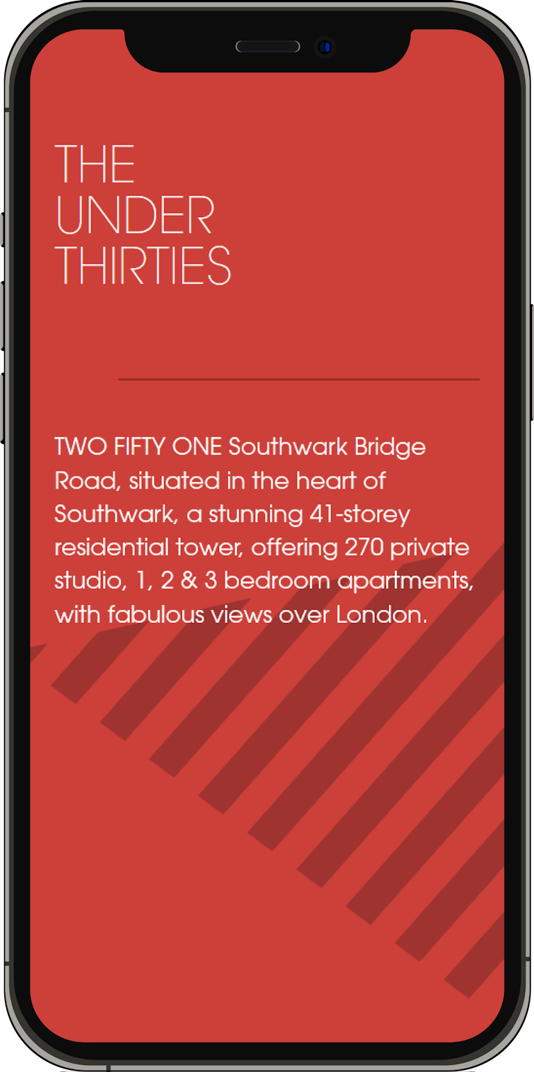 A mobile screenshot of The Under Thirties section on the Two Fifty One  website.