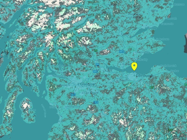 EE coverage map for central Scotland