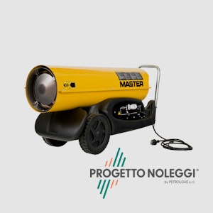 Master B 180 è un generatore d'aria calda a Gasolio ad alta pressione per ambienti medio/grandi, facile da trasportare grazie al carrello con ruote integrato e di semplice manutenzione