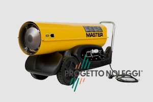 Master B 180 è un generatore d'aria calda a Gasolio ad alta pressione per ambienti medio/grandi, facile da trasportare grazie al carrello con ruote integrato e di semplice manutenzione