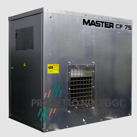 Master CF 75 SPARK è un generatore d'aria calda a Gpl di facile installazione che può essere posizionato a pavimento o appeso, ideale per grandi superfici.