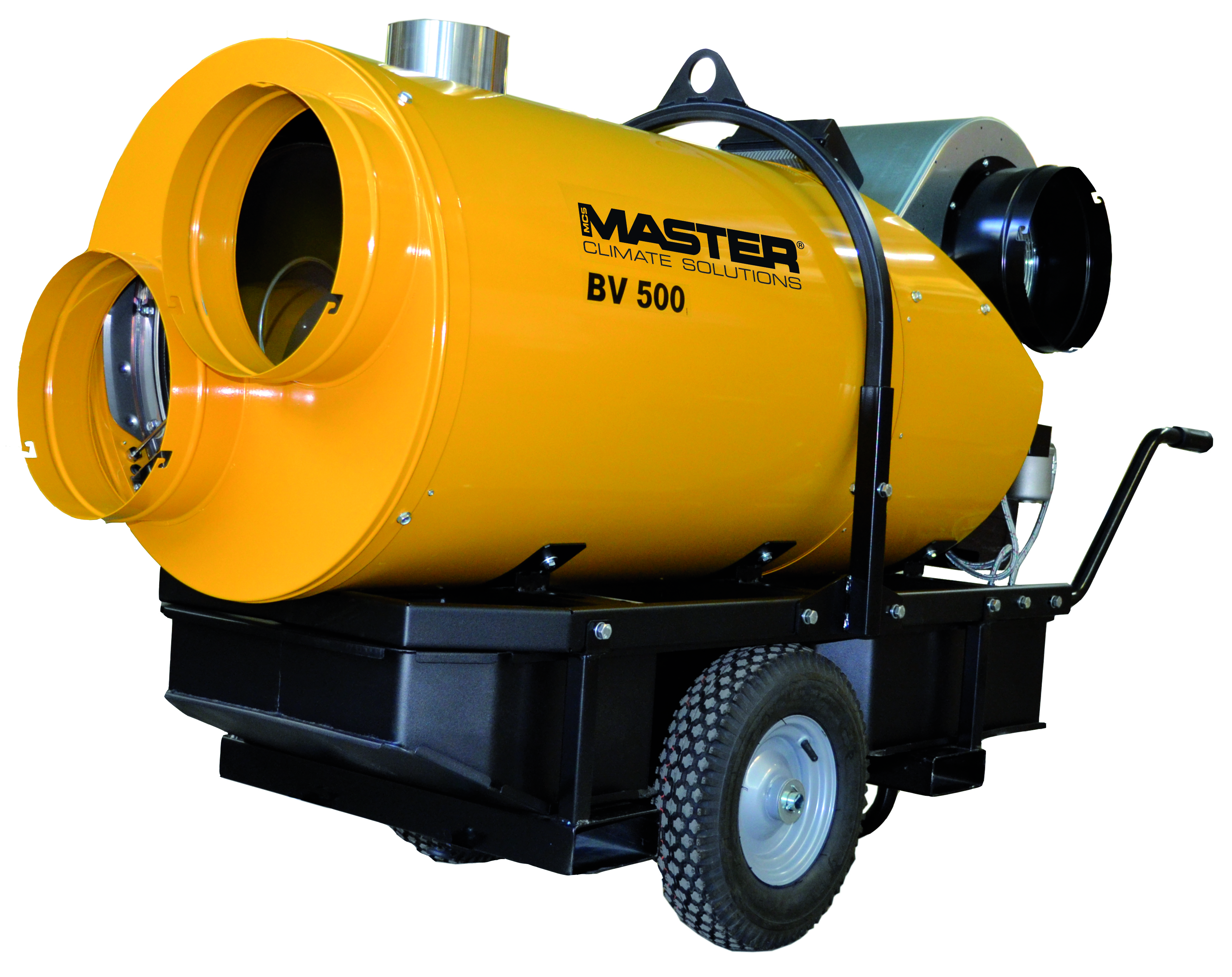 Master BV 500 CR è il generatore d'aria calda a Gasolio più flessibile adattabile ed efficiente sul mercato, unico dotato di sensori di pressione e temperatura.