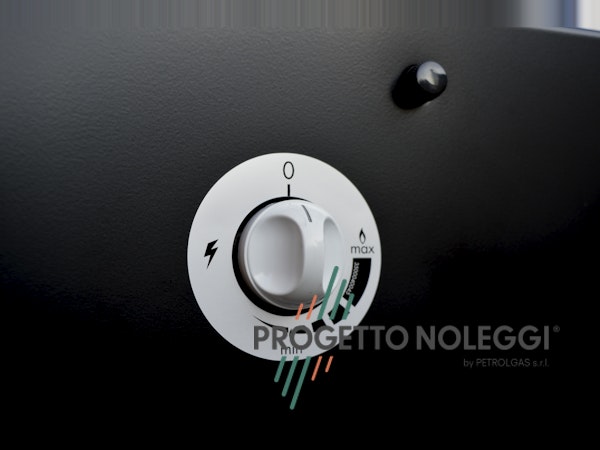 Un dettagglio del LuxyCalor Falò Evo, riscaldatore da esterni prodotto interamente in Italia.