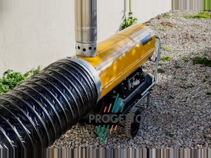 Master BV 170 - Generatore d'aria calda Indiretto Il Generatore d'aria calda a Gasolio Master BV 170 con canna fumaria per scarico dei fumi in verticale è perfetto per creare cicli chiusi di riscaldamento nella vostra struttura.