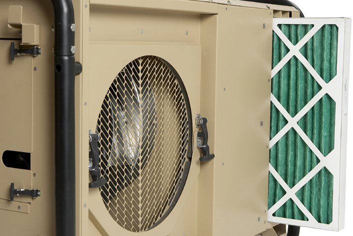 Dettaglio del filtro presente sul Dantherm AC-M18, condizionatore Professionale ad alte prestazioni fabbricazione di derivazione militare