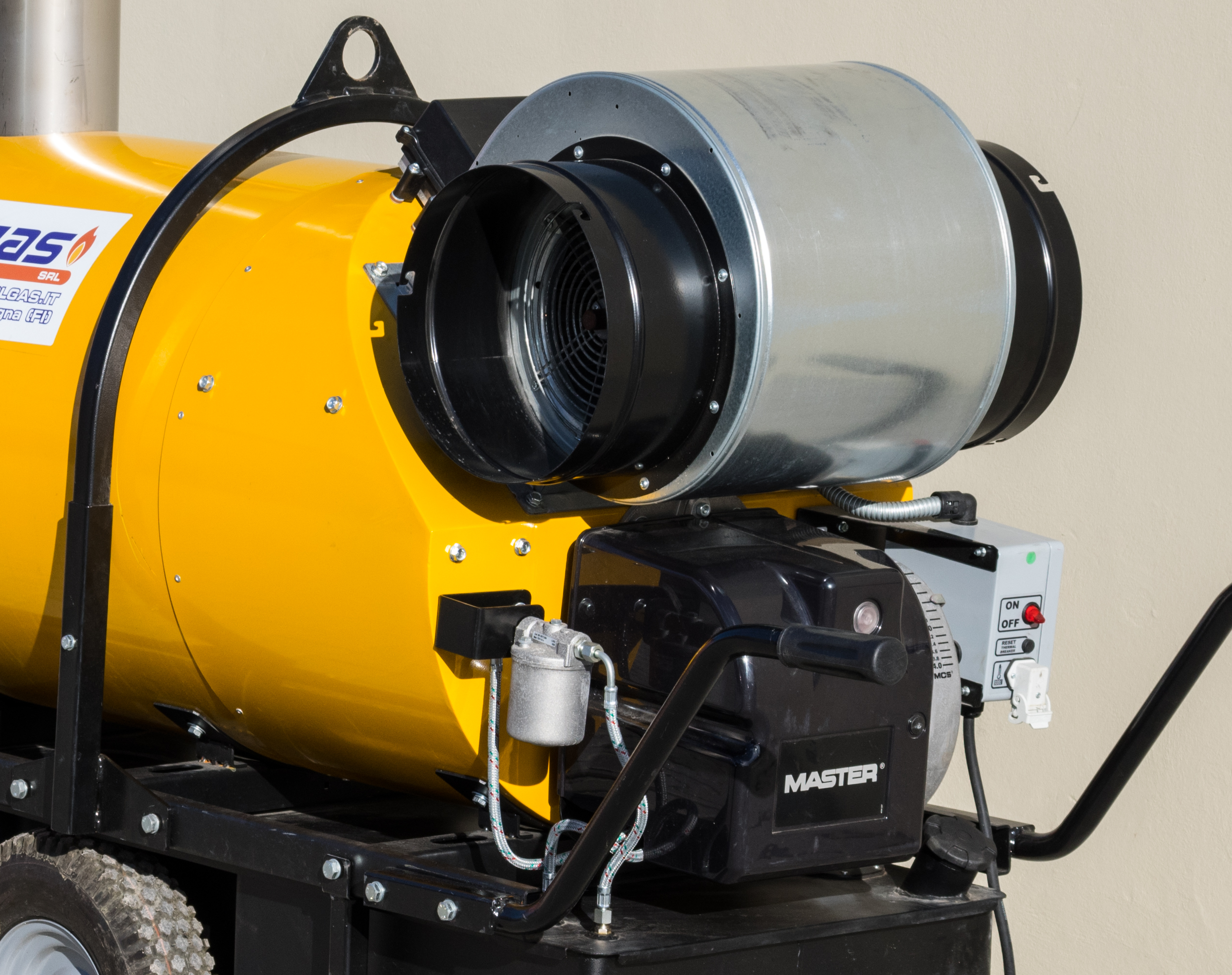 Dettagli del bruciatore presente sul Master BV 500, generatore d'aria calda