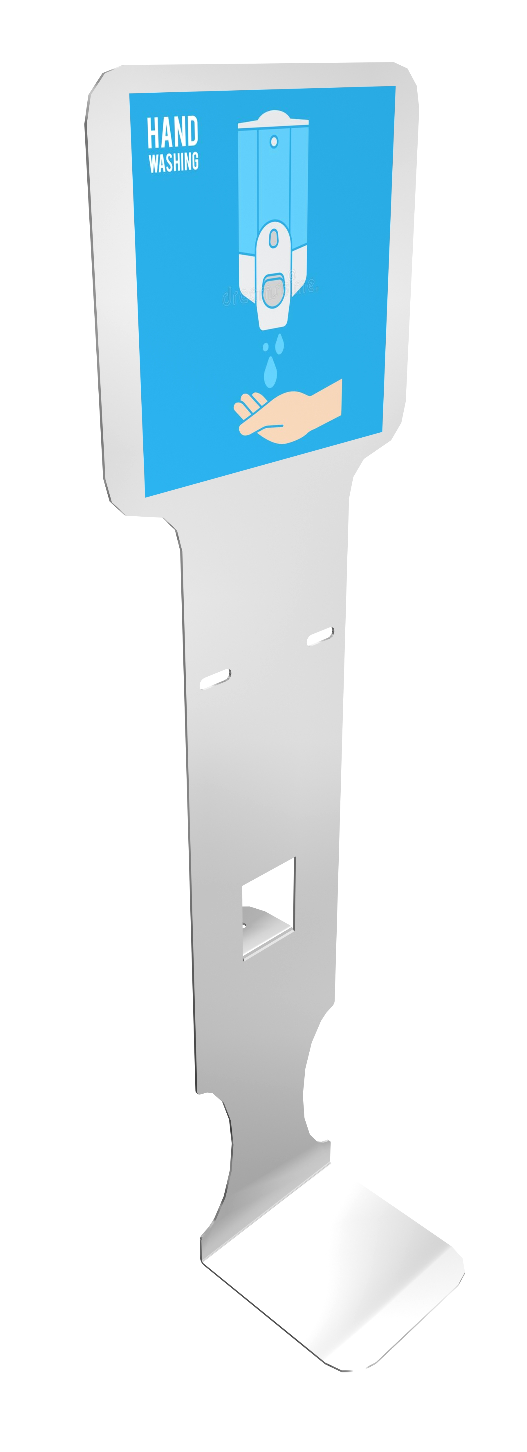 La Piantana telescopica per l'igienizzazione delle mani ha una pannello di fissaggio universale per consentire l'impiego di dispenser di qualsiasi marca e modello. Supporto da pavimento a colonna con piantana elegante e molto stabile, telescopica e regolabile in altezza per ogni tua esigienza. La base è semi tonda con taglio lineare posteriore che ti consente l'avvicinamento al muro, minimizzando gli ingombri.