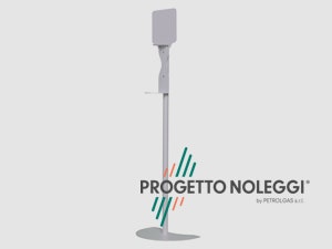 Piantana per dispenser manuale universale per Gel Igienizzante mani Questo modello di piantana per l'igienizzazione delle mani ha il supporto per il dispenser manuale a cui si può fissare qualsiasi marca e modello. Prodotta su nostre specifiche in Italia.