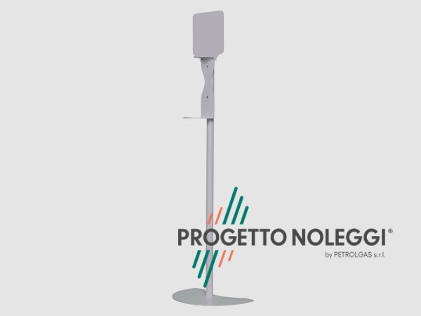 Piantana per dispenser manuale universale per Gel Igienizzante mani Questo modello di piantana per l'igienizzazione delle mani ha il supporto per il dispenser manuale a cui si può fissare qualsiasi marca e modello. Prodotta su nostre specifiche in Italia.