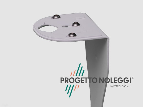 Supporto per gel dispenser manuale con diametro regolabile Questo modello di piantana per l'igienizzazione delle mani ha il supporto per il dispenser manuale a cui si può fissare qualsiasi marca e modello. Prodotta su nostre specifiche in Italia.