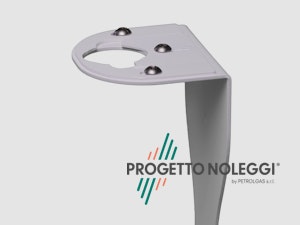 Supporto per gel dispenser manuale con diametro regolabile Questo modello di piantana per l'igienizzazione delle mani ha il supporto per il dispenser manuale a cui si può fissare qualsiasi marca e modello. Prodotta su nostre specifiche in Italia.