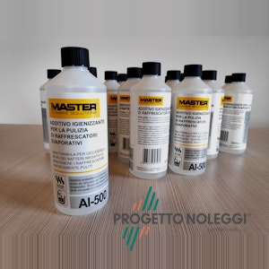 AL 500 - Additivo Igienizzante per la Pulizia dei Raffrescatori Evaporativi Additivo Antibatterico dal profumo di pulito, da utilizzare per l'igienizzazione dei raffrescatori evaporativi ad inizio stagione. Nel caso in cui i raffrescatori siano lasciati spenti per alcuni giorni, è buona norma avviare un ciclo di pulizia con l'igienizzante.