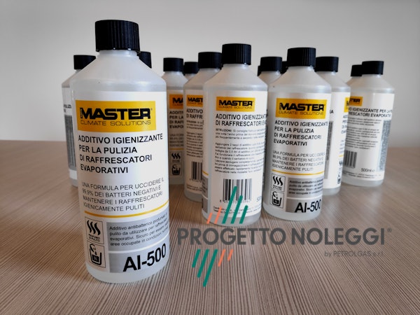AL 500 - Additivo Igienizzante per la Pulizia dei Raffrescatori Evaporativi Additivo Antibatterico dal profumo di pulito, da utilizzare per l'igienizzazione dei raffrescatori evaporativi ad inizio stagione. Nel caso in cui i raffrescatori siano lasciati spenti per alcuni giorni, è buona norma avviare un ciclo di pulizia con l'igienizzante.