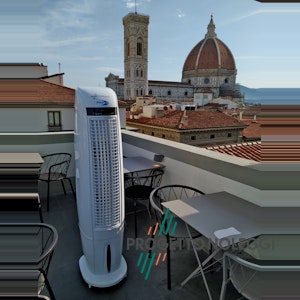 Brezza 170 - Raffrescatore Evaporativo Portatile Brezza 170 è un raffrescatore evaporativo portatile capace di ridurre la temperatura percepita da 5°C/7°C circa con una gradevole ventilazione oscillante e regolabile.