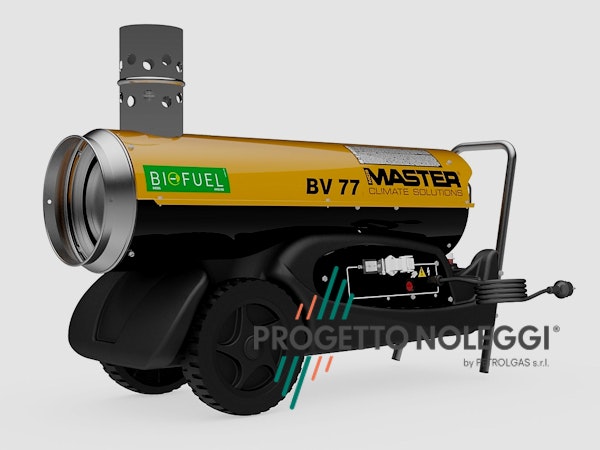 Master BV 77 - Generatore d'aria calda Indiretto Il Generatore d'aria calda a Gasolio Master BV 77 con canna fumaria per scarico dei fumi in verticale è perfetto per creare cicli chiusi di riscaldamento nella vostra struttura.