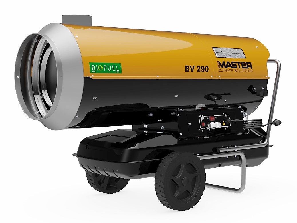 Master BV 290 è un generatore d'aria calda a Gasolio con canna fumaria per scarico dei fumi in verticale.