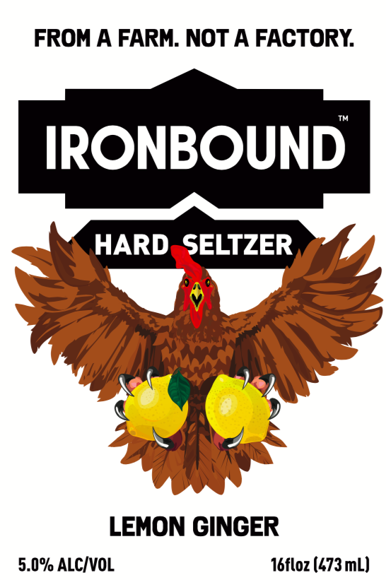 Ironbound hard seltzer can label