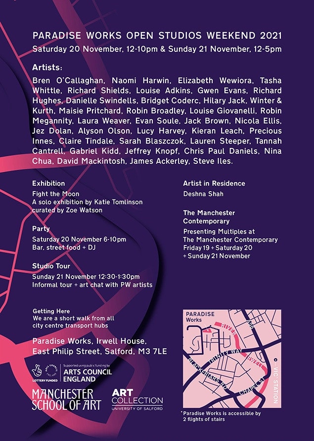 Paradise works open studios flyer 2021 (back)
