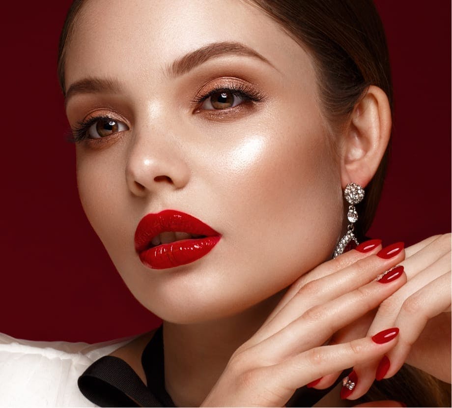 Glamourous woman with red lipstick