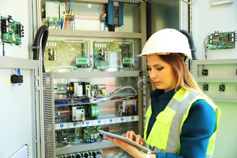 femme pendant formation recyclage de l'habilitation électrique