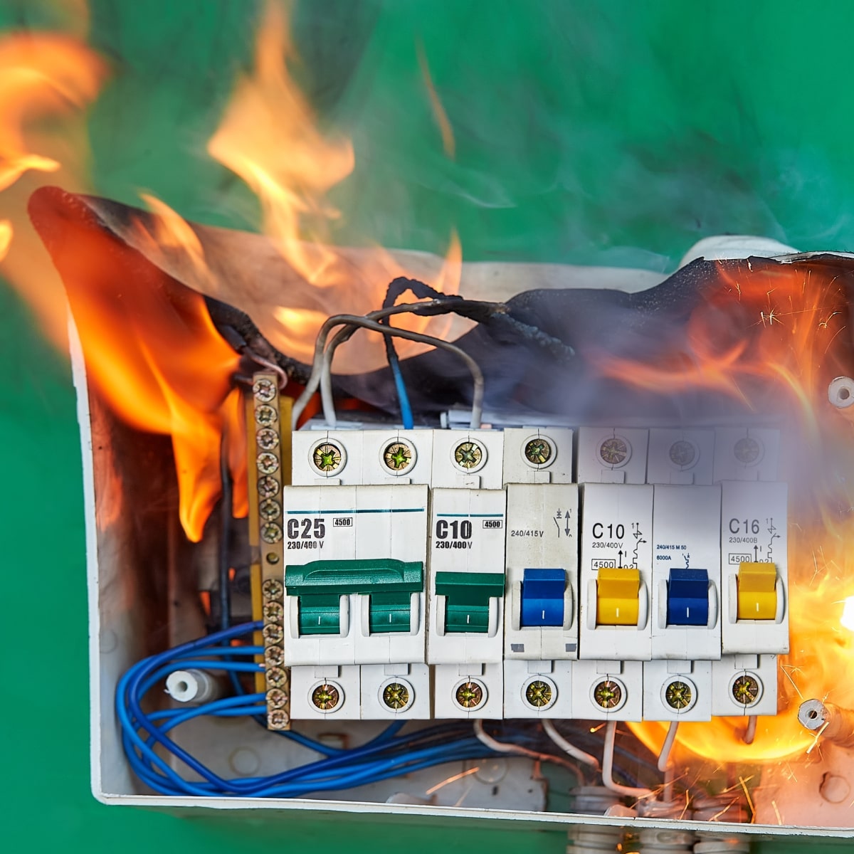compteur électrique en feu