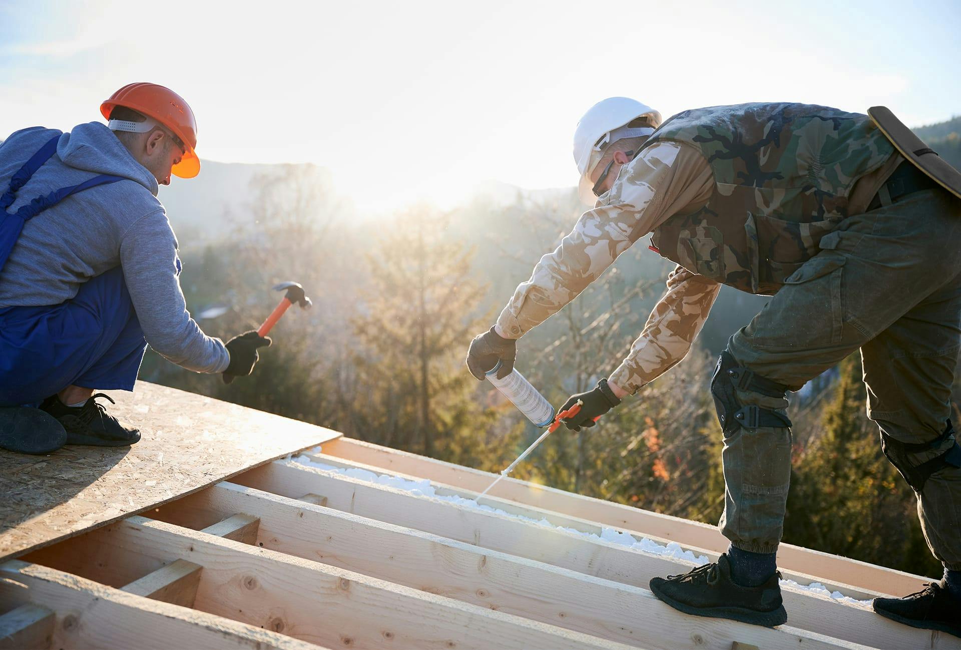 roofer working on a house