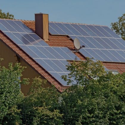 Roof with solar panels