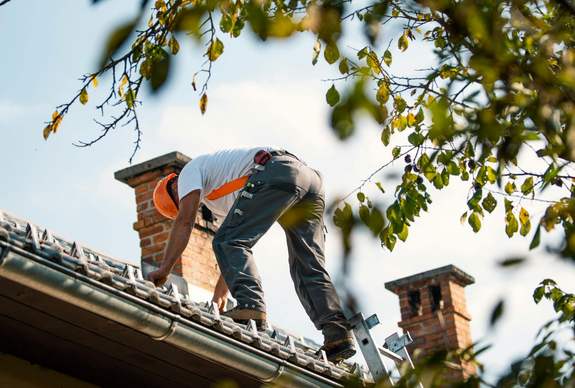 man on a roof