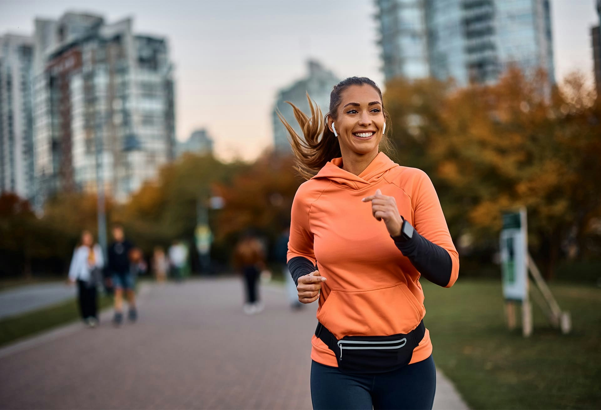 Woman on a run outside