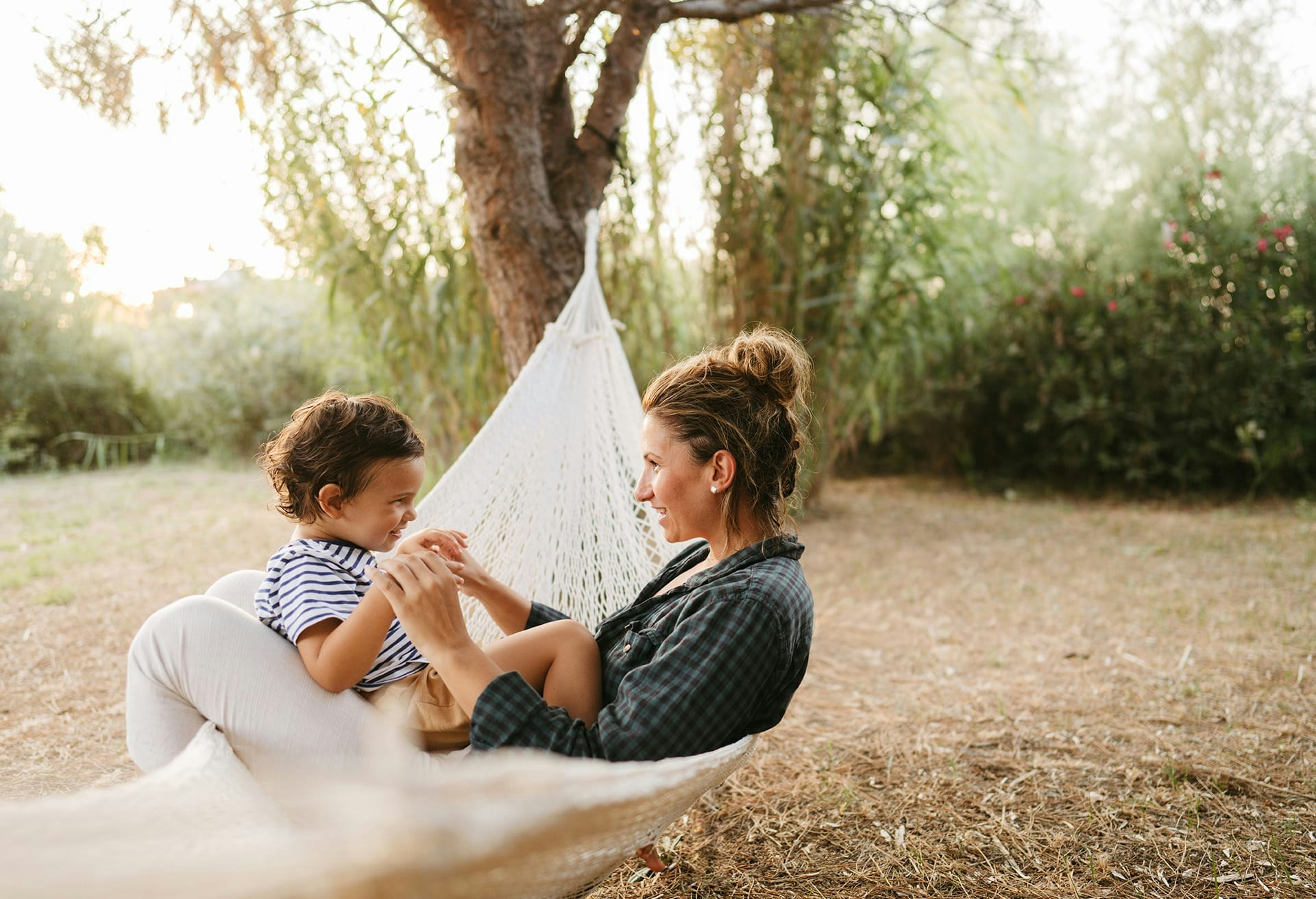 Mother and child in a hammock