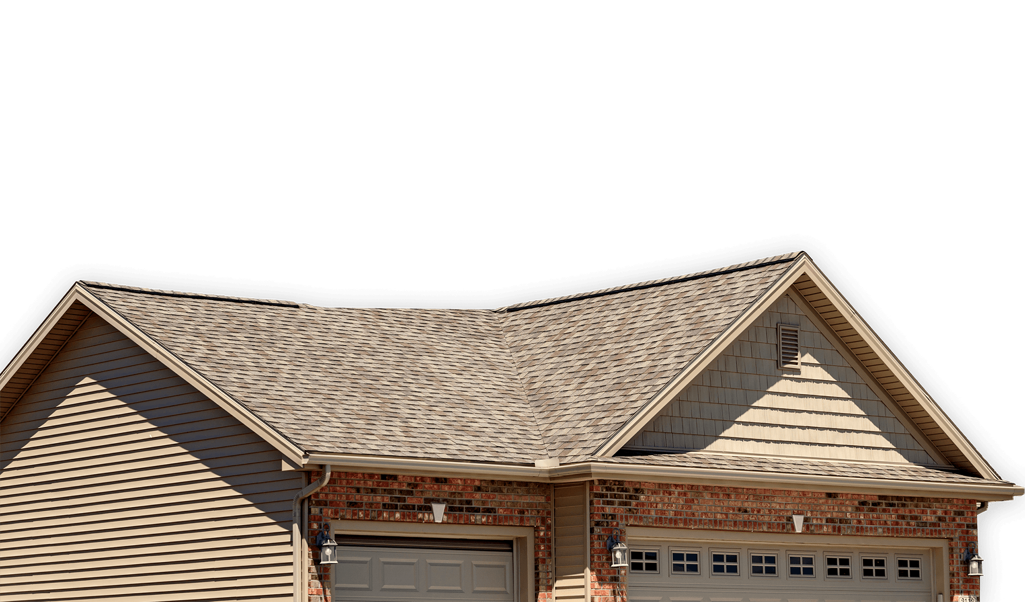 Roofing over a garage and house