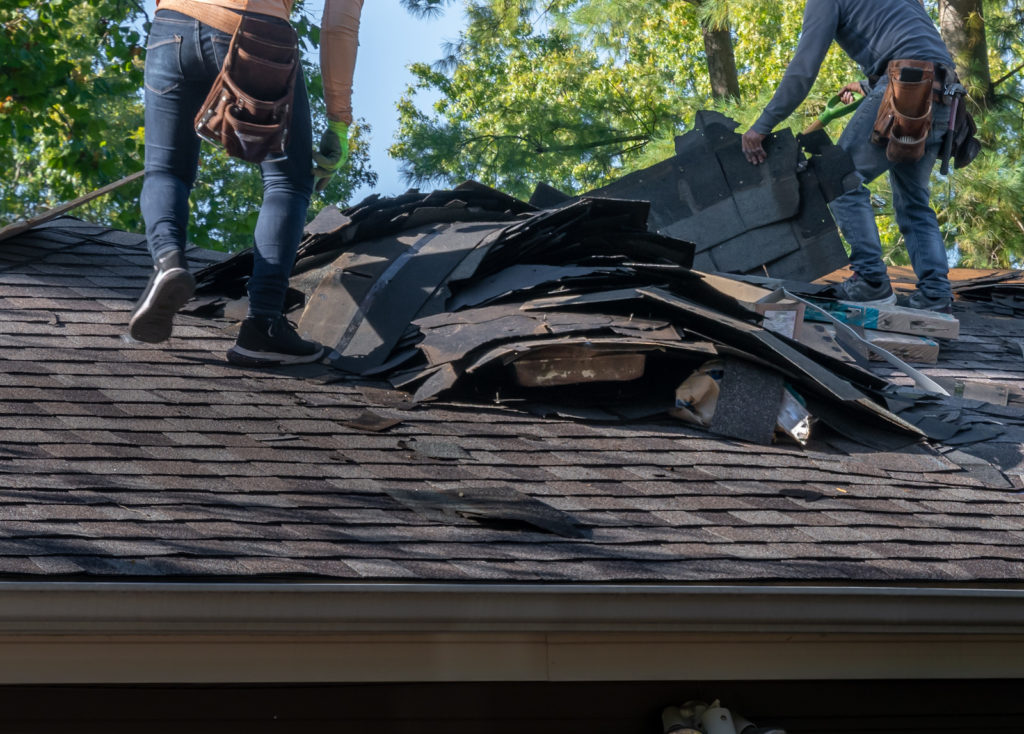 Damaged roof cleanup