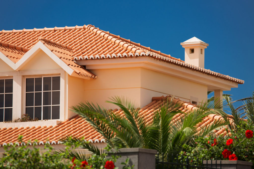 House with clay tile roof