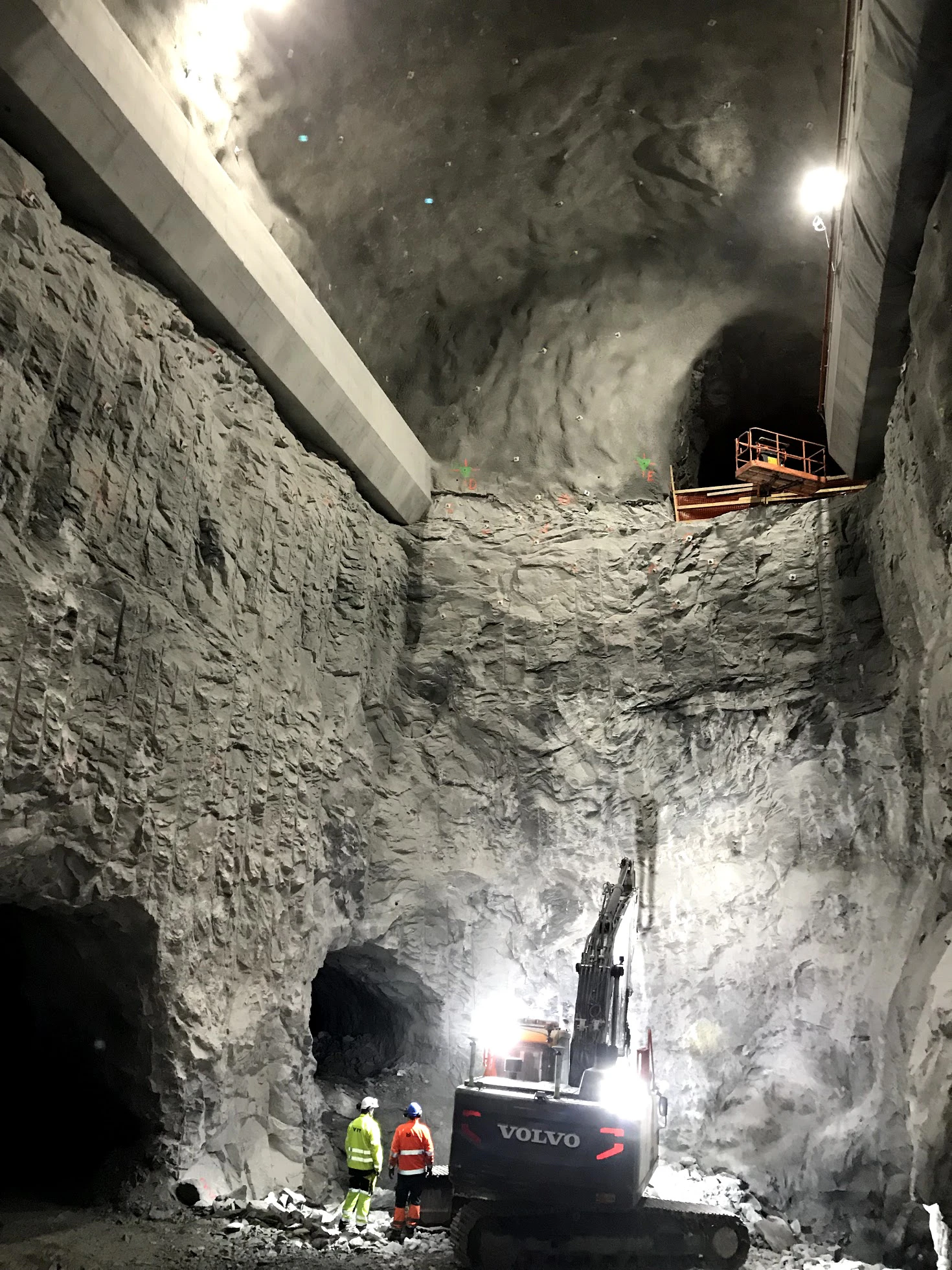 Construction activity taking place as part of a tunnel excavation.