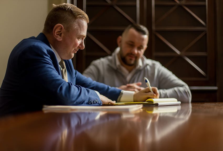 Matthew Gilman working with a client