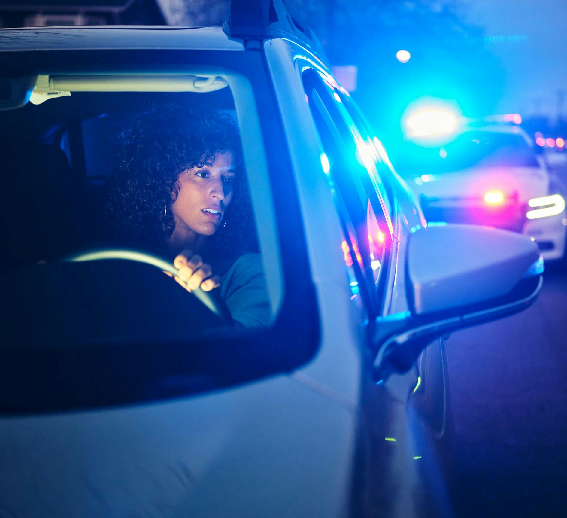 Woman being pulled over by police
