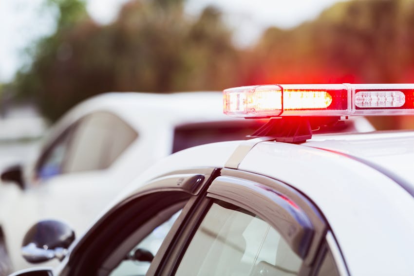 Police car lights on