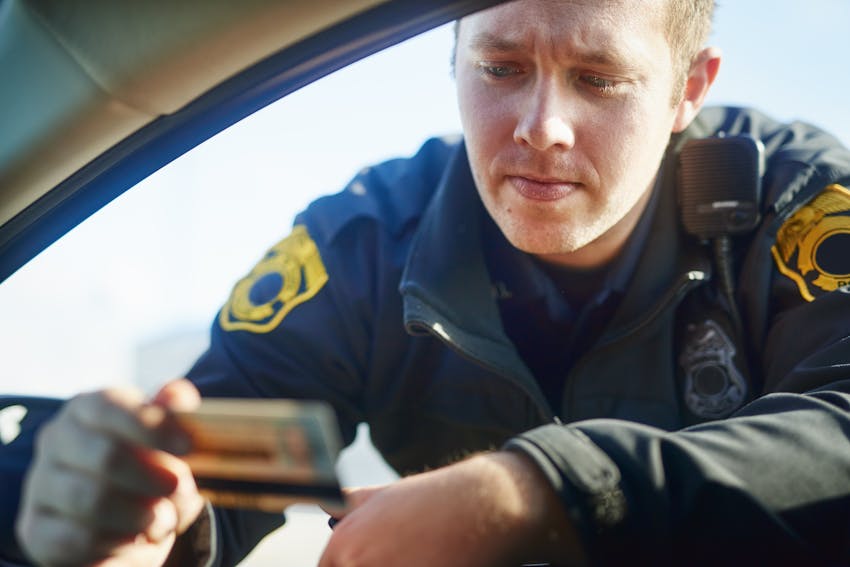 Police officer pulling someone over