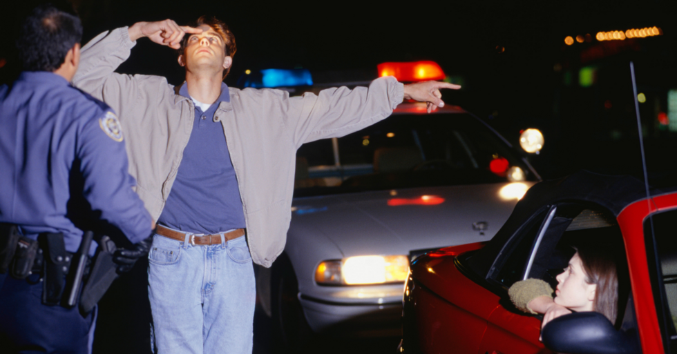 Man doing a field sobriety test