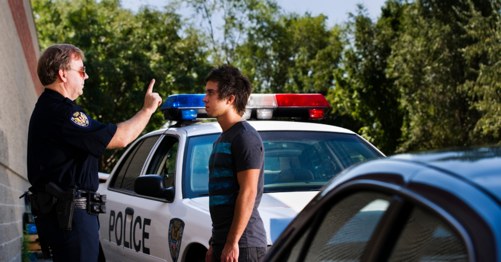 Young person getting a field sobriety test