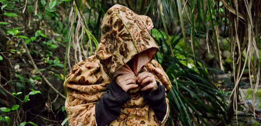 Image of person in hooded sweatshirt in the forest