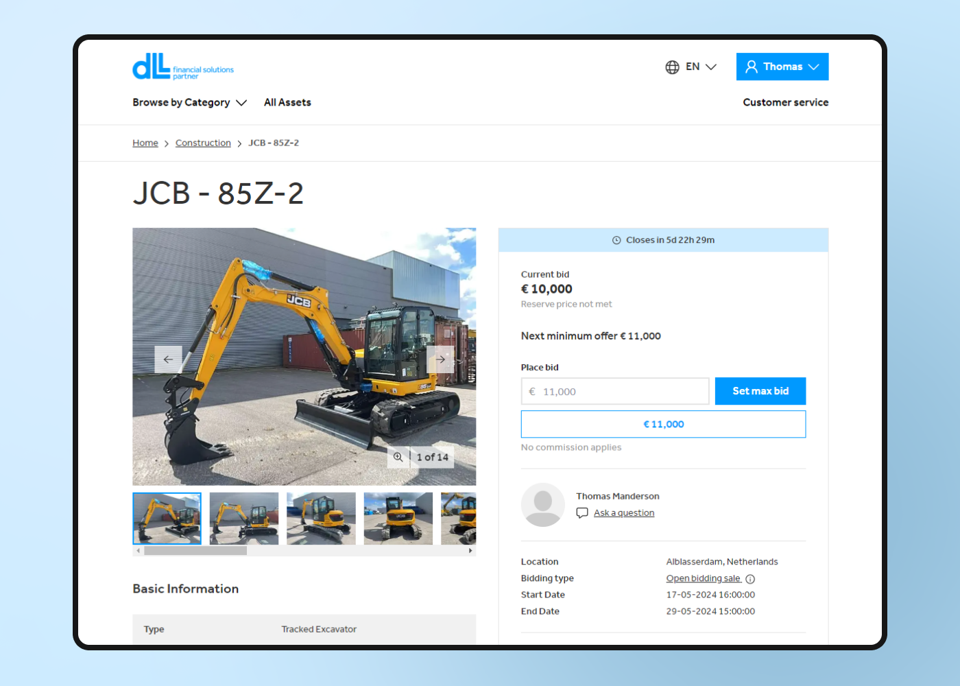 DLL auction front-end
