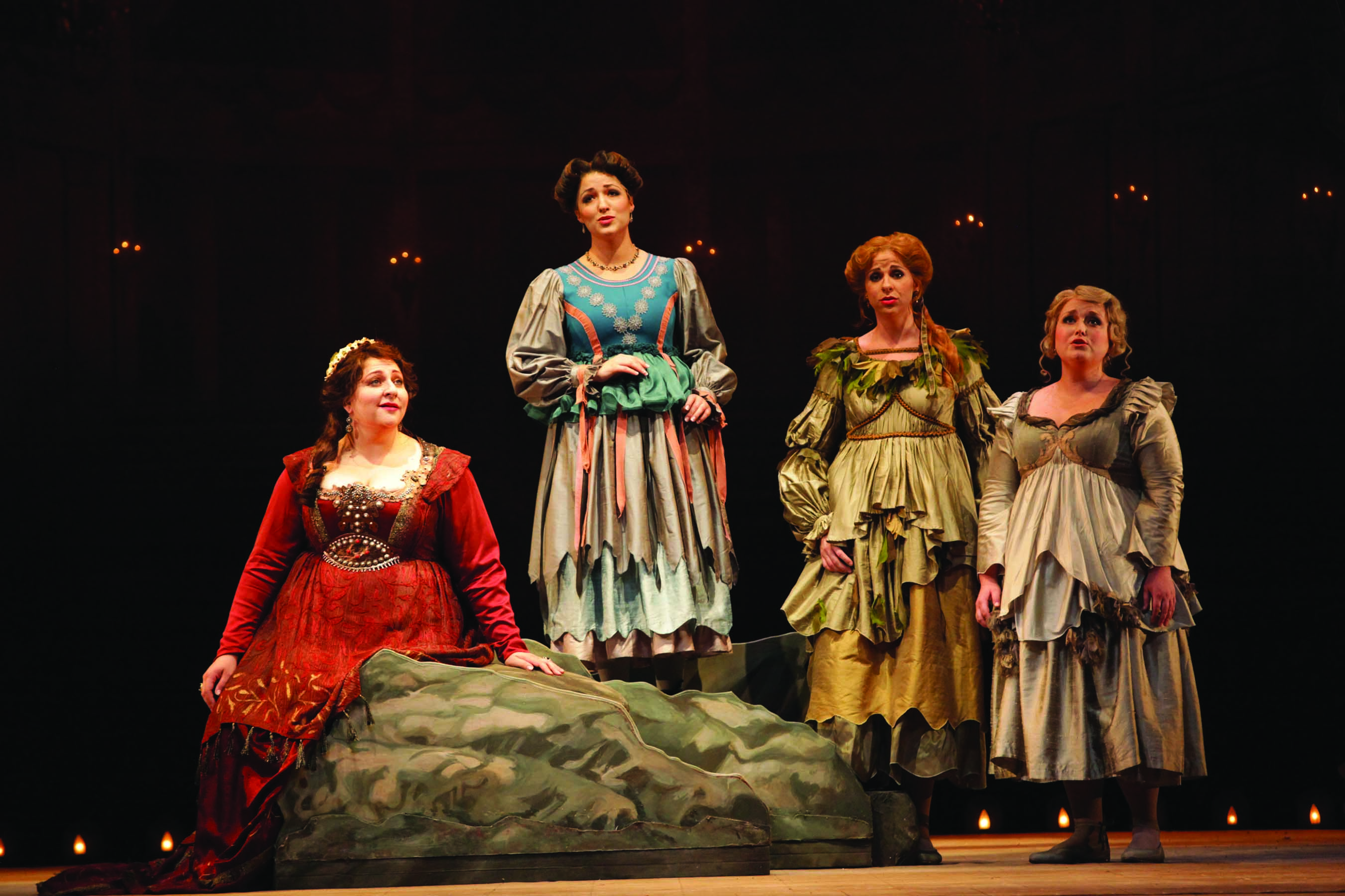 Goerke (left) with the nymphs in HGO's Ariadne auf Naxos in 2011.