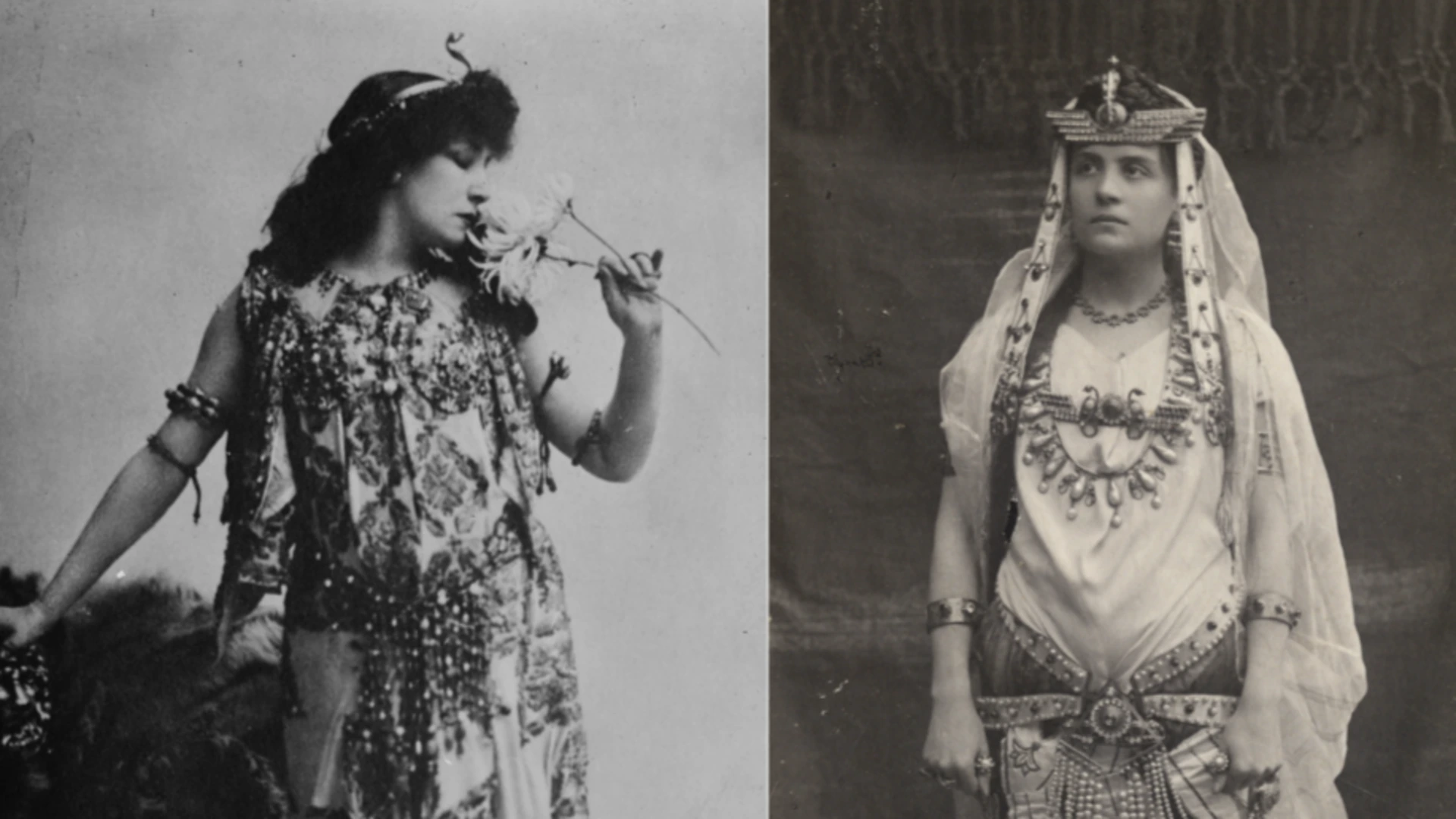 Sarah Bernhardt and Eleonora Duse, both in the role of Cleopatra, ca. 1900.