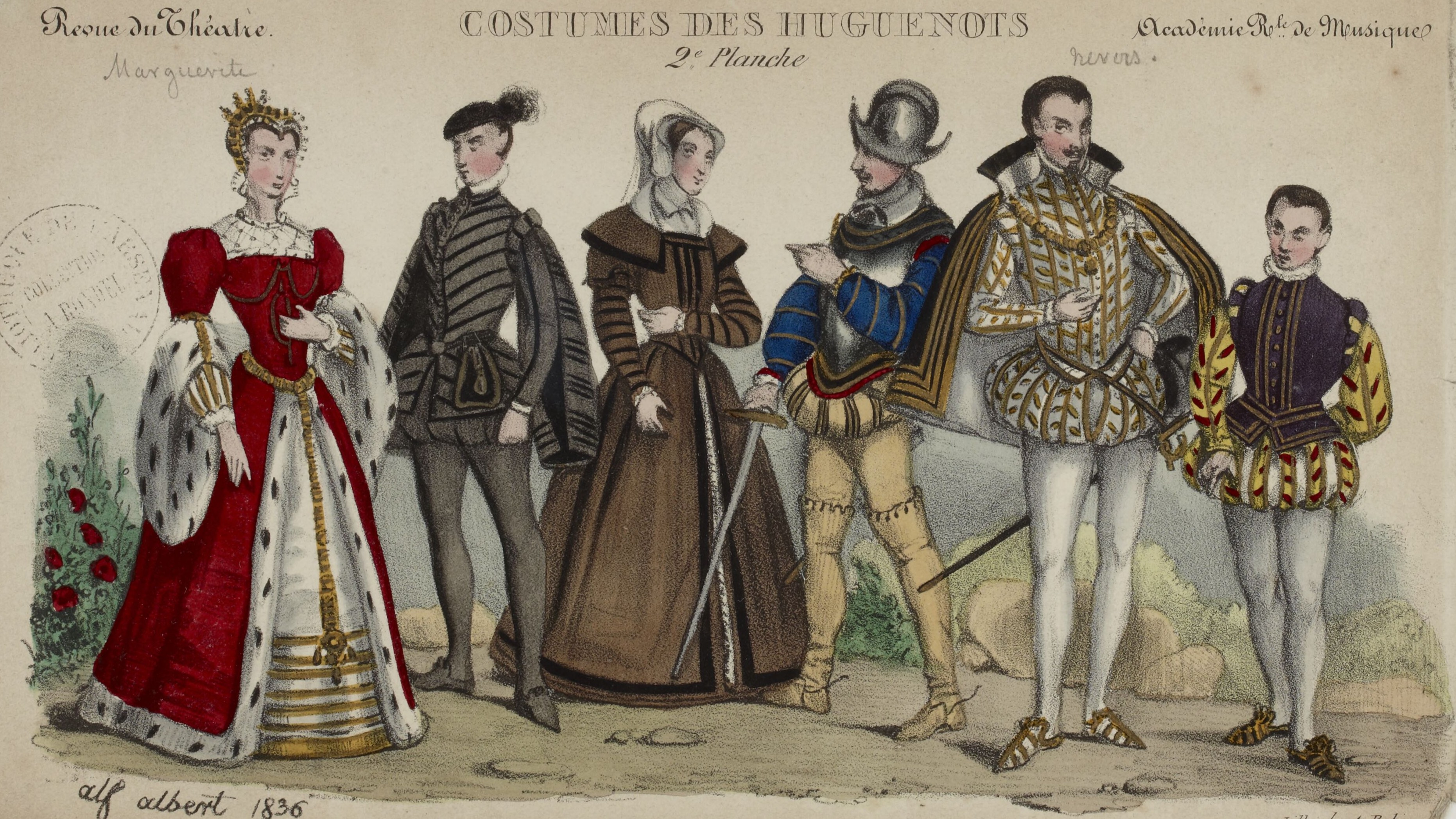 Costume designs for an 1836 production of Meyerbeer’s Les Huguenots.