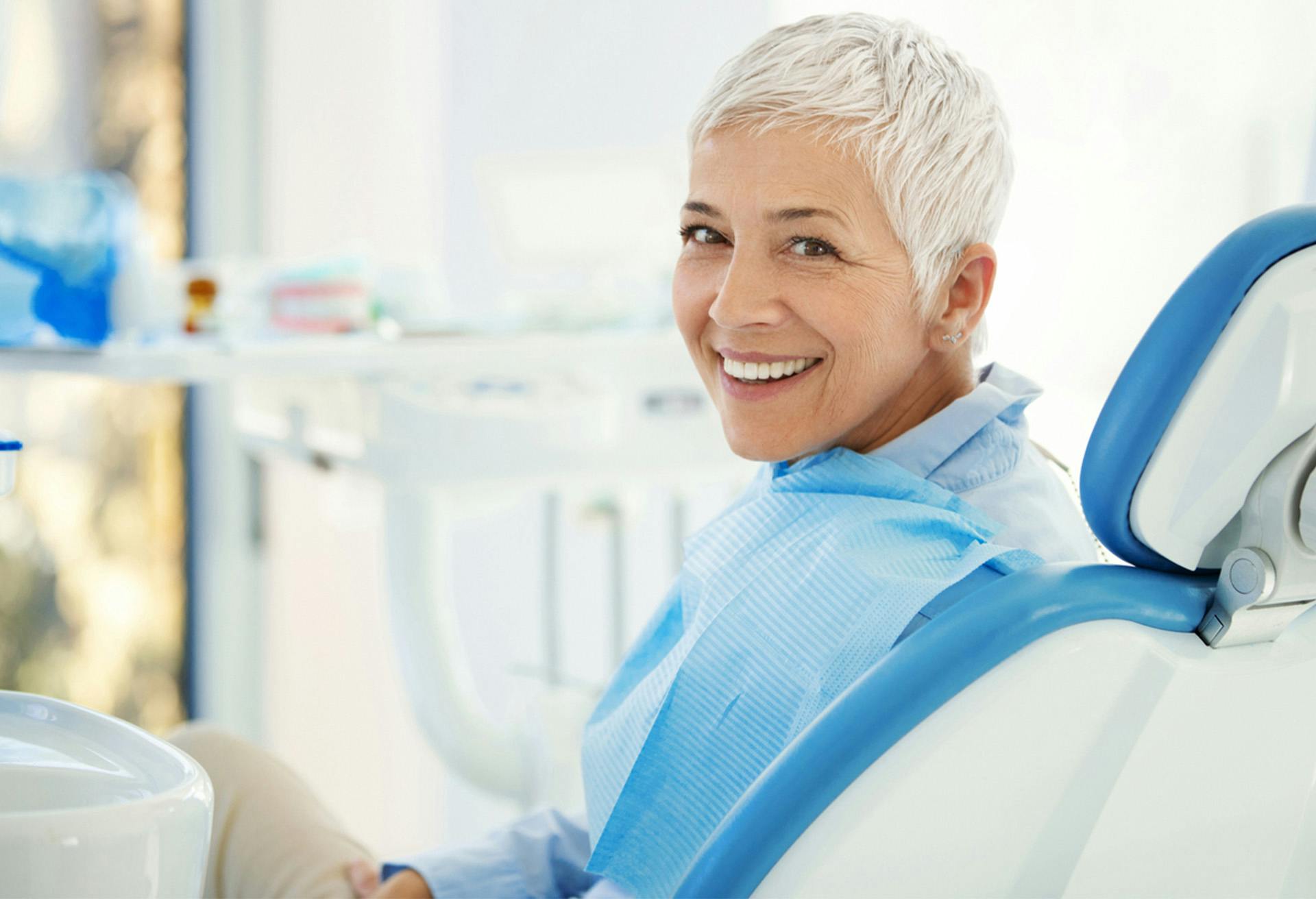 Woman sitting in an operating chair